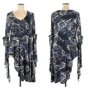 Masseys Asymmetrical Hem Snake Print Top